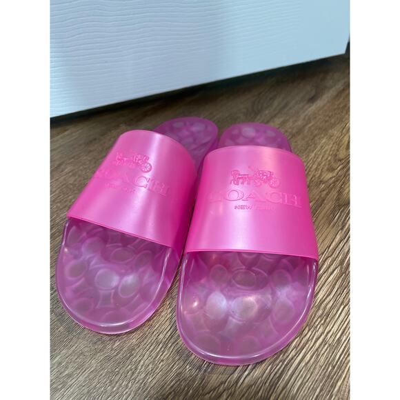 Hot Pink Jelly Coach Ulyssa Pool Slides US 10B, EUR 40.5 - Picture 6 of 7